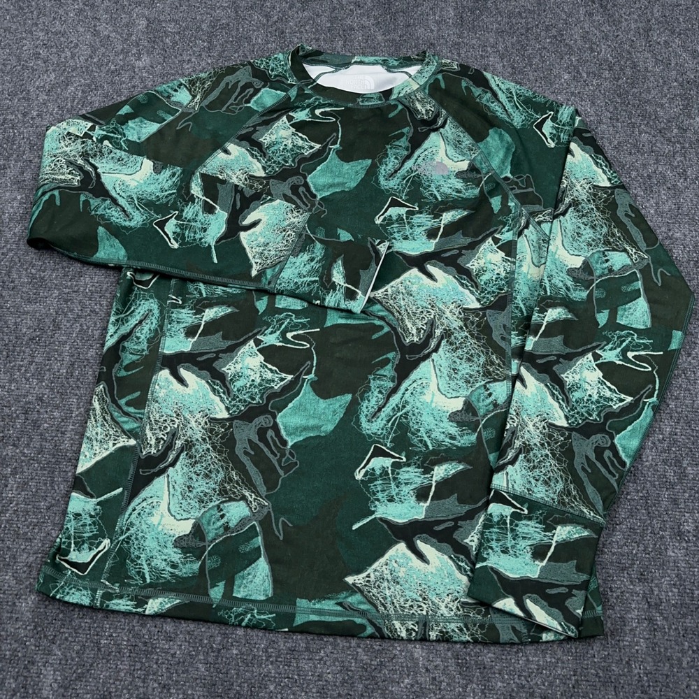 The North Face Winter Warm Essential Crew Mens L Green Lichen Camo‎ Base Layer